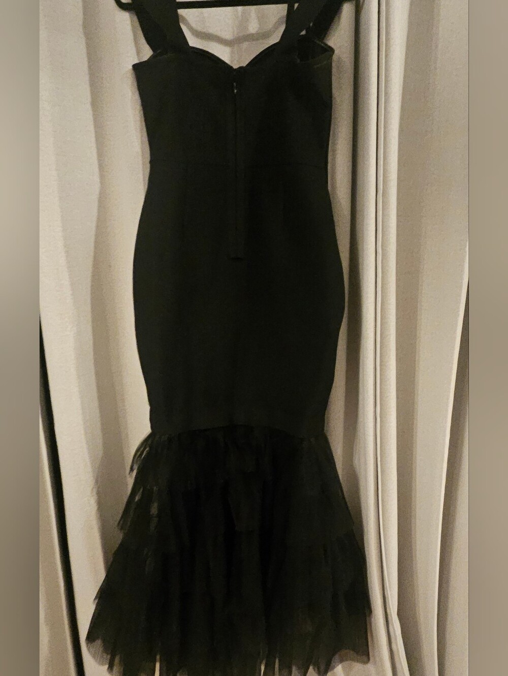Fashion Nova Black Tulle-Hem Mermaid Maxi Dress - Picture 7 of 8